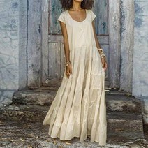 린넨 원피스 마 빅사이즈 롱 리넨 프릴 드레스 여성 여름 Sundress ZANZEA 캐주얼 버튼 셔츠 Vestidos O 넥 파티 가운