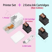 식용프린터 미니 케이크 라떼아트 식품 프린터 잉크젯 프린터 wifi android 식용, 2 잉크 일반