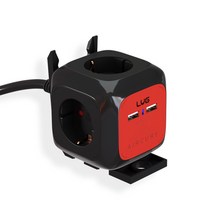 러그박스 에어큐브 디자인 멀티탭 USB 납작플러그, 3M, 블랙, 1개