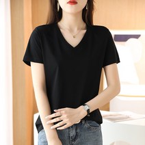 엘에프제트 여성 80수 코튼 v넥 무지 반팔티셔츠 쿨링 스판 면티