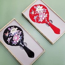예단사랑 자개 손거울 목단꽃(대) 외국인 선물 함소품, 1개, 레드
