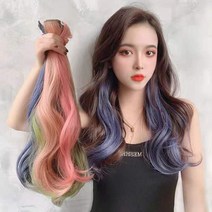 온리정 포인트 헤어 똑딱이 스타일 브릿지 붙임머리 셀프 부분가발 웨이브형 헤어피스, 오렌지 골드