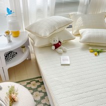 BX VIBRANT 쿨매트 침대 쿨매트 단색 여러 색상 접을 수 있는 통기성이 좋고 답답하지 않음 이중 미끄럼 방지 보관하기 쉬운, 화이트, 180*200 침대(매트 + 베갯잇 2개)