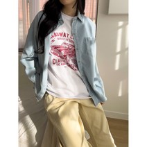 스타일 좋은 청색 데님 남방(티셔츠)