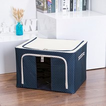 튼튼한 철제 프레임 땡땡이 이불정리함 옷보관함, 72L