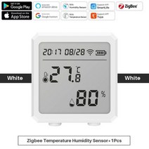 Tuya Zigbee 온도 습도 센서 스마트 홈 실내 습도계 온도계 Smart Life Alexa Google Assistant, White-1Pcs_CHINA