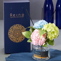 [레이나퍼퓸] 스노우수국 호박 플라워디퓨저 150ml, 선택1:블루 / 선택2:아카시아