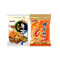 농심 조청유과 300g + 새우깡 400g 대용량 지퍼백 과자 세트, 1세트