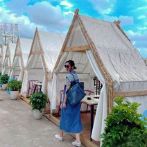 글램핑텐트 글램핑제작 글램핑 바베큐장 감성 몽골 캠핑, 삼각3.5mX3.5m베이지캔버스