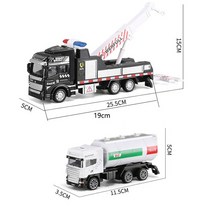 자전거트레일러 크레인 트레일러 견인 트럭 장난감 모델 1:48 어린이용 19CM 철수 쓰레기 합금 다이캐스, 17 Big and Small