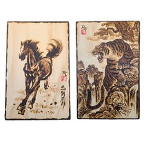 [바보사랑] 인두화(소)-소나무 재질, 선택:맹호도