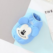 강아지패딩 닥스훈트 발열 진돗개 경량패딩 미키 마우스 d 인쇄 옷 겨울 따뜻한 애완 동물 코트 만화 코튼 조끼 중형 프랑스 불독 의류, XS, 04 Light Blue