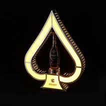 클럽 샴페인 양주 조명 LED 돔페리뇽 진열대 보관함, 리셉터클 스페이드 에이스 노란 빛