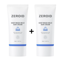 1+1 제로이드 선크림 이지워시 마일드 저자극 무기자차 50ml X 2개 (SPF30+), 제로이드 선크림 50ml + 50ml