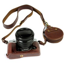 카메라 케이스 가방 보관 호환 Fujifilm XT10 X-T20 XT20 X-T30 xt30ii에 대 한 휴대용 PU 가죽 배터리 오프닝과 하단 보호 커버 셸, 01 Coffee with strap