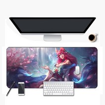 뉴타임즈 마우스 장패드 리그오브레전드 롤 LOL, 영혼의꽃 아리 + 800x300mm + 3mm