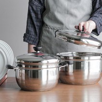 스테인레스 스팀 찜통 유리뚜껑 찜기 곰솥 냄비 3인 3인가족 국 키친 업소 사무실 4인, boo 스텐 찜냄비 유리커버 24cm