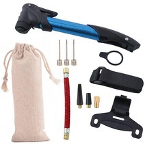 스포츠 볼 펌프 3개의 바늘(핀) 및 파우치 연장 호스 자전거 브래킷에 고정 휴대용 에어 바늘 포함 농구 축구 배구 럭비 수영 링 풍선 팽창 470517