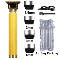 이발기 헤어용 바리깡 남성용 전문 헤어 이발사 트리머 빈티지 T9 전기 무선 커팅 머신 클리퍼 면도기 수염, 12 Gold Grid-no box