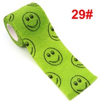 스포츠악세사리 헤어밴드 보호대 고글 동물 패턴 프린트 자기 접착 탄성 붕대 스포츠 랩 테이프 손가락 관절 무릎 응급처치 키트, 12.29 Big Smiley  5cm X 45m