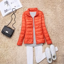 여성헤비다운 90% 화이트 덕 다운 자켓 슬림 솔리드 긴팔 후드 파카 여성용 가을 울트라 라이트