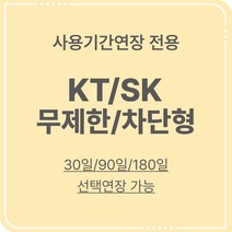 [넘버원데이터] SK/KT 무제한 차단형 사용기간연장 30일/90일/180일, 차단형KT(40GB)-180일
