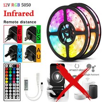 LED스트립 5M 20M 조명 블루투스 Alexa 스마트 컨트롤 Luces RGB 50, [02] 12V IR control, [02] US Plug, [02] 5m Full Set