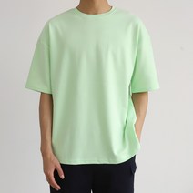 더베이직샵 에센셜 베이직 오버핏 라운드 반팔 티셔츠