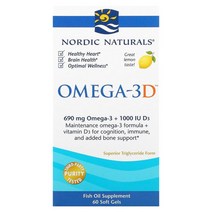 Nordic Naturals (노르딕 내추럴스) 오메가 3D 레몬 1000 밀리그램 60 소프트겔옵션확인필수, 120 개