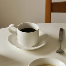 모던 도자기 감성 플레이트 커피잔세트 1인 돌선물 컵, 화이트