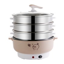 소형 전기찜기 자동 전원 차단 대용량 찜솥 만두 찜망, 카키색 24CM 냄비  4단 찜망