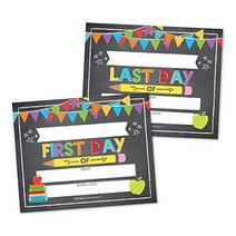 10 Colorful First and Last Day of School Signs Back to School Photo Booth Prop Chalkboard Style 1s, 1