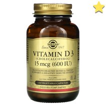 솔가 Vitamin D3 (Cholecalciferol) 15mcg (600 IU) 베지 120정, 1개, 기본