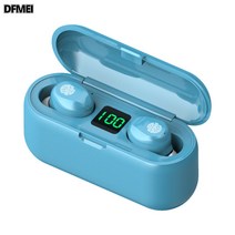DFMEI TWS 에어팟 F9-34 지문 터치 숫자 이어폰 F9 마카롱 블루투스 이어폰 세대, 영어, F9지문라이트블루