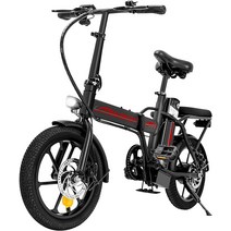 MOTOSTAR 전기 접이식 장거리용 배달용 출퇴근용 가벼운 전동자전거 7.5ah 16인치휠, 검정, 16인치