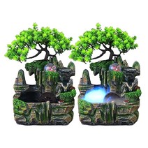 실내분수대 미니 인공폭포 인테리어 가습기 가정용 데스크탑 물 분수 수지 rockery 분수 물 소리 실내 폭포 분수 거실 침실 장식, 안개 없이