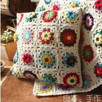 귀도리뜨기 대바늘블랭킷 담요방석 니트실 코바늘손으로 만든 모리 여성 목회 스타일의 양모, 베개 50  50 사용자 정의 필요, 크림색