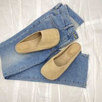 라탄 슬리퍼 정사이즈 베이지 낮은 굽 뮬 블로퍼