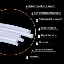[헤드청소 교환부품] 1M PTFE 튜브 1mm 2mm 3mm 4mm 6mm 8mm 테프로토 파이프 흰색 1.75mm/3.0mm 필라멘트 3D 프린터 부품 보우덴 압출기 V5/V6, [01] ID1mm OD2mm