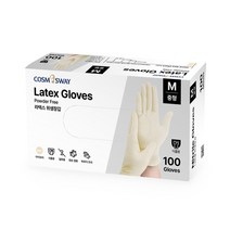 코스모스웨이 튼튼한 라텍스 장갑, 아이보리, S, 1BOX 100매입