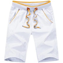 QPNGRP 남성용 반바지 캐주얼 조절 가능한 드로스트링 신축성 있는 허리 슬림 반바지 K666 화이트