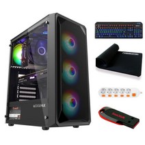 포유컴퓨터 게이밍 에디션 10 조립PC 랜덤발송 (라이젠7-5700G WIN10 Home RAM 16GB NVMe 500GB) + 게이밍 기계식 키보드 + 게이밍 장패드 + 5구형 멀티탭 + USB 32GB, 기본형