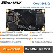 컴퓨터 데모 메인 보드 Smartfly iCore-3568JQ 쿼드 코어 산업용 보드 RockChip RK3568J rkns NPU 0.8 탑스, 02 2G  8G