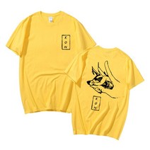 전기톱 추천일본 애니메이션 전기 톱 남자 하야카와 아키 폭스 악마 콘 프린트 티셔츠 남성 코튼 여성 만, 04 Yellow_01 XS