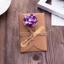 인사말 카드 빈티지 수제 마른 꽃 크래프트 종이 봉투 생일 결혼식 호의 파티 초대장 복고풍 편지, 6