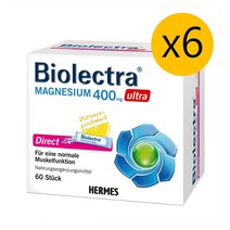 Biolectra 독일직구 헤어메스 바이오렉트라 마그네슘 400mg 울트라 다이렉트 가루 분말 레몬맛 60포 6팩, 기본, 1개
