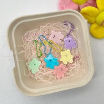 캐릭터 구름 투명 아크릴 키링 에어팟 키홀더 열쇠고리 군번줄 키링 버즈 키링 Z플립, 파스텔구름(살구)