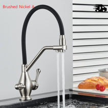 블랙 주방 수도꼭지 필터 360 회전 풀다운 노즐 믹서 탭 식수, Brushed Nickel A, 기본