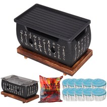 스타쿡 일본식직사각미니화로+그릴팬+고체연료+참숯