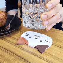 [KT알파쇼핑]러블리 고양이 페이스 PVC 코스터 컵받침대, 그레이, 1개